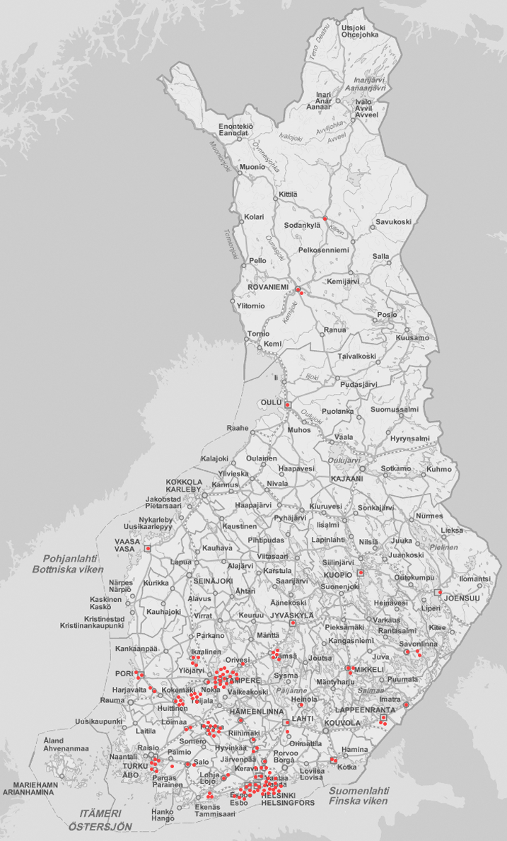 Jäseniston asuinpaikat